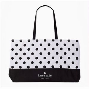 Kate Spade Canvas Shopping Tote / Beach Bag / Reusable Bag — Black White